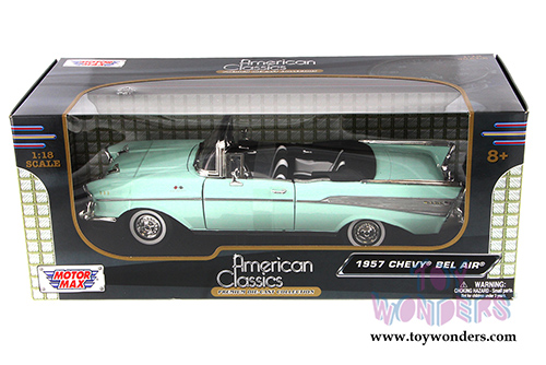 Motormax Premium American - Chevy Bel Air Convertible (1957, 1/18 scale diecast model car, Green) 73175AC/GN