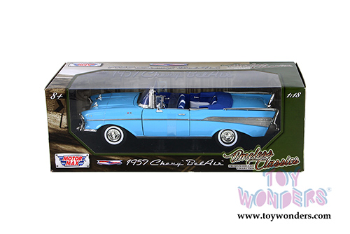 Motormax Timeless Classics - Chevy Bel Air Convertible (1957, 1/18 scale diecast model car, Blue) 73175TC/BU