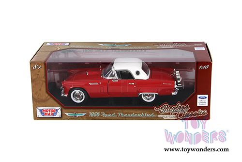 Motormax Timeless Classics - Ford Thunderbird Convertible w/ Removable Bonnet (1956, 1/18 scale diecast model car, Red) 73176TC/R