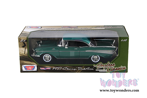 Motormax Timeless Classics - Chevy Bel Air Coupe (1957, 1/18 scale diecast model car, Green) 73180TC/GN