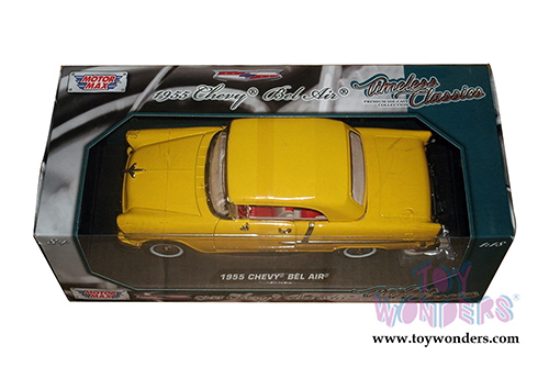 Motormax Timeless Classics - Chevy Bel Air Closed Convertible (1955, 1/18 scale diecast model car, Yellow) 73184TC/YL