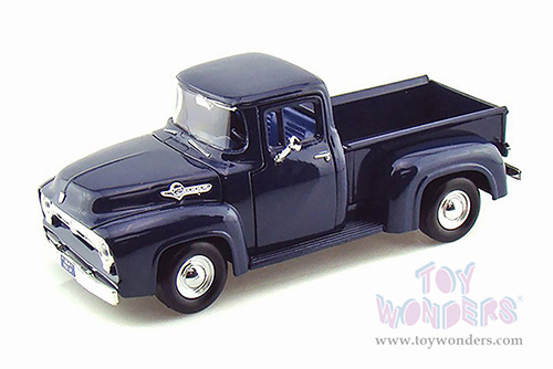 Motormax Premium American - Ford F-100 Pickup Truck w/ Teardrop Trailer (1956, 1/24 scale diecast model car, Blue) 73235/083