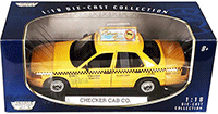 Show product details for Motormax - Ford Crown Victoria Checker Cab Co. (2001, 1:18, Yellow) 73515YL