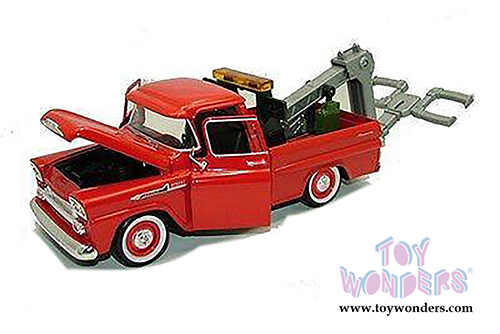 Motormax Premium American - Chevy&reg; Apache Fleetside Pickup Tow Truck (1958, 1/24 scale diecast model car, Red) 75343AC