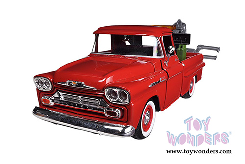 Motormax Premium American - Chevy&reg; Apache Fleetside Pickup Tow Truck (1958, 1/24 scale diecast model car, Red) 75343AC