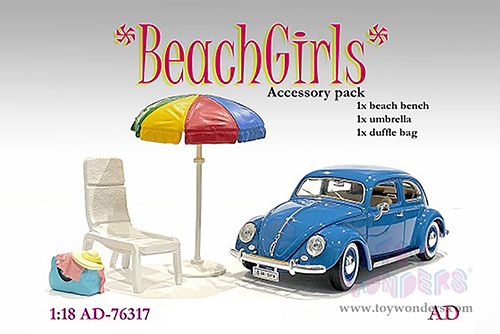 American Diorama Accessories - Beach Girls - Beach Chair & Umbrella (1/18 scale, Asstd.) 76317