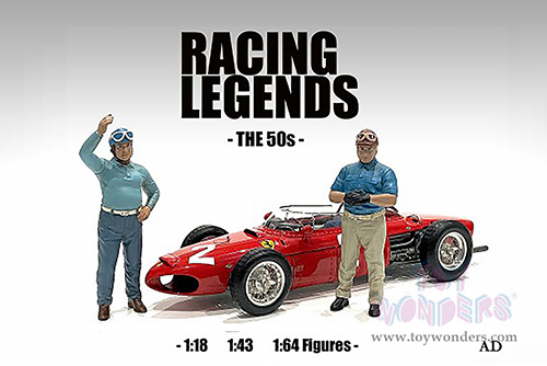 American Diorama Figurine - Racing Legends | The 50s Driver B (1/18 scale, Light Blue/Blue) 76348