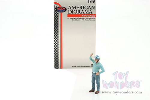 American Diorama Figurine - Racing Legends | The 50s Driver B (1/18 scale, Light Blue/Blue) 76348