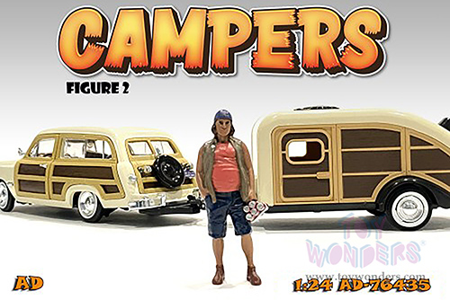 American Diorama Figurine - Campers Figure 2 (1/24 scale, Brown/Blue) 76435