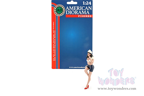 American Diorama Figurine - Pin-Up Girls | Sandra (1/24 scale, White/Dark Blue) 76442