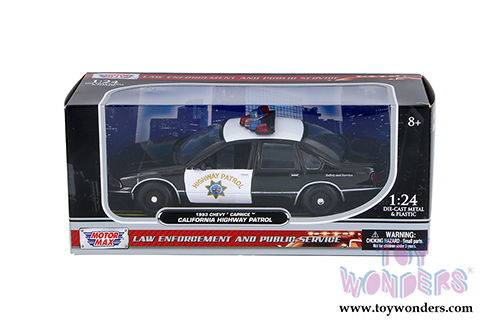 Motormax - Chevrolet&reg; Caprice&trade; CHP California Highway Patrol (1993, 1/24 scale diecast model car, Black/White) 76442CA