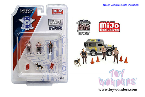 American Diorama/Mijo Exclusives - Indonesia Police Figure Set (8 pc. set, 1/64 scale diecast metal, Asstd.) 76460MJ