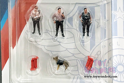American Diorama/Mijo Exclusives - Indonesia Police Figure Set (8 pc. set, 1/64 scale diecast metal, Asstd.) 76460MJ