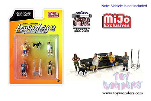 American Diorama/Mijo Exclusives - Lowriders 2 Figure Set (6 pc. set, 1/64 scale diecast metal, Asstd.) 76461MJ