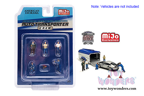 American Diorama/Mijo Exclusives - Auto Transporter Crew Figure Set (7 pc. set, 1/64 scale diecast metal, Asstd.) 76464MJ