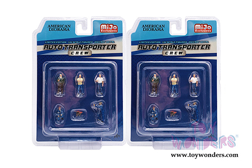 American Diorama/Mijo Exclusives - Auto Transporter Crew Figure Set (7 pc. set, 1/64 scale diecast metal, Asstd.) 76464MJ