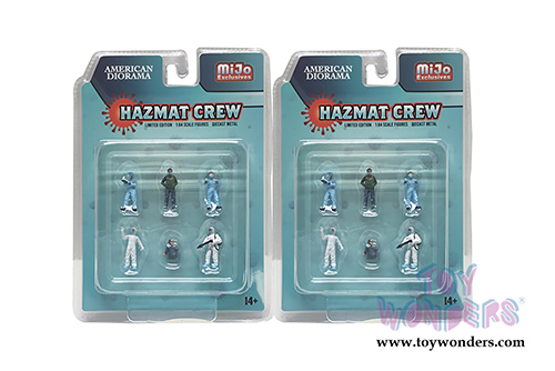 American Diorama/Mijo Exclusives - Hazmat Crew (6 pc. set, 1/64 scale diecast metal, Asstd.) 76466MJ