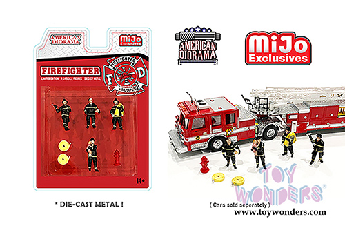 American Diorama/Mijo Exclusives - Firefighters Figures Set (6 pc. set, 1/64 scale diecast metal, Asstd.) 76468MJ