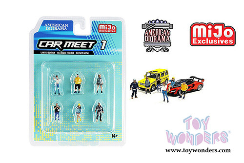 American Diorama/Mijo Exclusives - Car Meet I Figure Set (6 pc. set, 1/64 scale diecast metal, Asstd.) 76469MJ