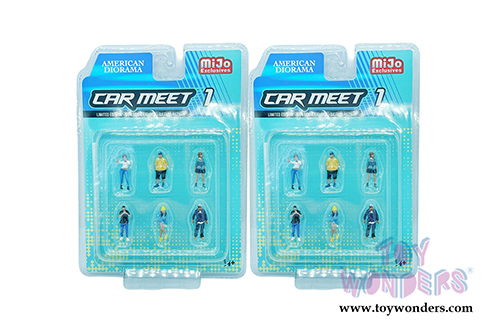 American Diorama/Mijo Exclusives - Car Meet I Figure Set (6 pc. set, 1/64 scale diecast metal, Asstd.) 76469MJ