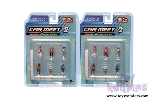 American Diorama/Mijo Exclusives - Car Meet II Figure Set (6 pc. set, 1/64 scale diecast metal, Asstd.) 76471MJ