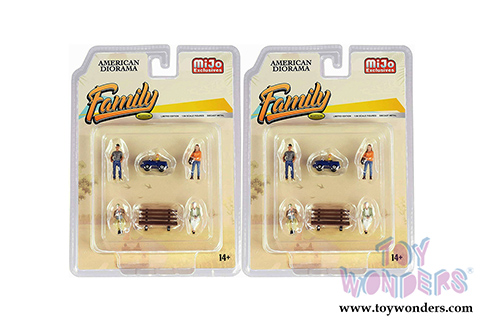 American Diorama/Mijo Exclusives - The Family Figure Set (6 pc. set, 1/64 scale diecast metal, Asstd.) 76473MJ