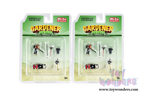 American Diorama/Mijo Exclusives - The Gardener Figure Set (6 pc. set, 1/64 scale diecast metal, Asstd.) 76474MJ