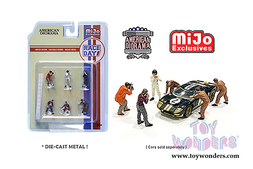 American Diorama/Mijo Exclusives - Race Day I Figure Set (6 pc. set, 1/64 scale diecast metal, Asstd.) 76475MJ