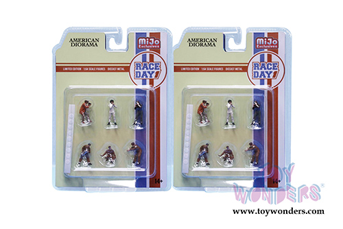 American Diorama/Mijo Exclusives - Race Day I Figure Set (6 pc. set, 1/64 scale diecast metal, Asstd.) 76475MJ