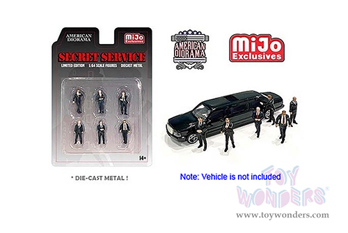 American Diorama/Mijo Exclusives - Secret Service Figurine Set (6 pc. set, 1/64 scale diecast metal, Asstd.) 76479MJ