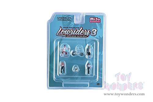 American Diorama/Mijo Exclusives - Lowrides 3 Figurine Set (6 pc. set, 1/64 scale diecast metal, Asstd.) 76480MJ