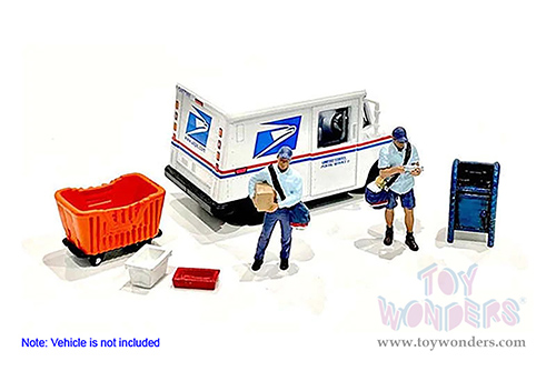 American Diorama/Mijo Exclusives - Mail Service Figure Set (6 pc. set, 1/64 scale diecast metal, Asstd.) 76491MJ