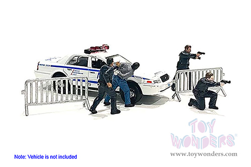 American Diorama/Mijo Exclusives - Police Line Figure Set (6 pc. set, 1/64 scale diecast metal, Asstd.) 76493MJ