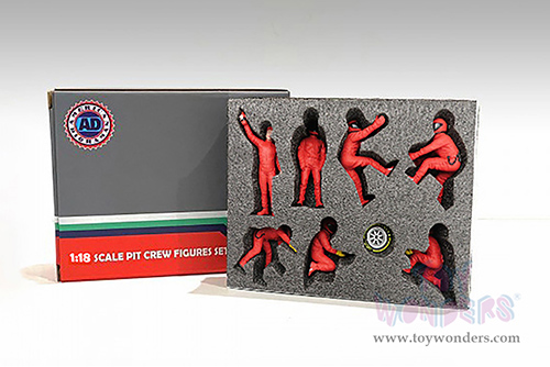 American Diorama Figurines - Formula One F1 Pit Crew Team Red Set III (1/18 scale, Red) 76556