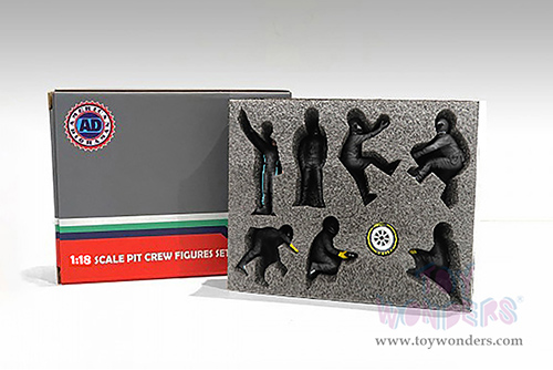 American Diorama Figurines - Formula One F1 Pit Crew Team Black Set III (1/18 scale, Black) 76557