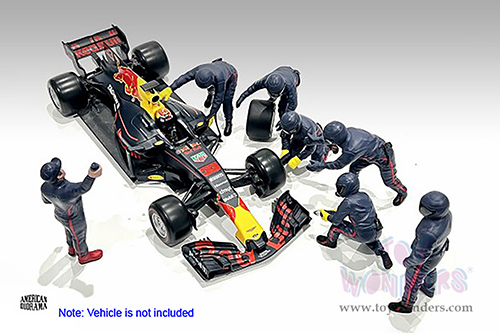 American Diorama Figurines - Formula One F1 Pit Crew Team Blue Set III (1/18 scale, Blue) 76558