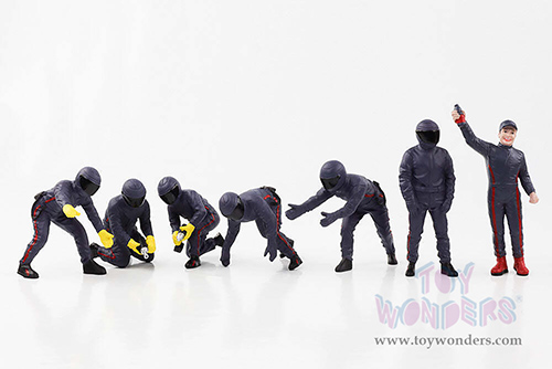 American Diorama Figurines - Formula One F1 Pit Crew Team Blue Set III (1/18 scale, Blue) 76558