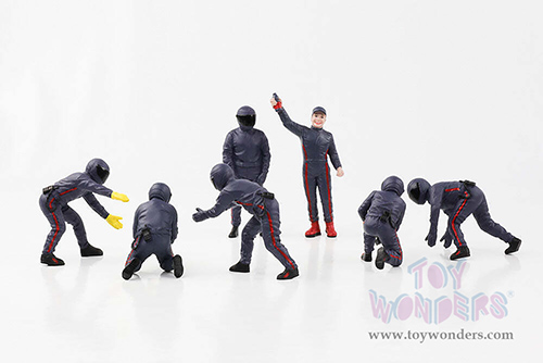 American Diorama Figurines - Formula One F1 Pit Crew Team Blue Set III (1/18 scale, Blue) 76558