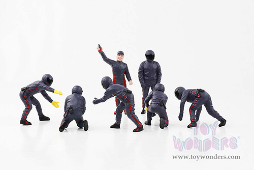 American Diorama Figurines - Formula One F1 Pit Crew Team Blue Set III (1/18 scale, Blue) 76558