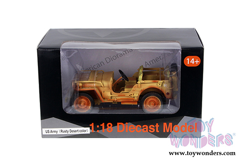 American Diorama - ARMY Jeep Vehicle US Army Rusty Version (1/18 scale diecast model car, Desert) 77408A