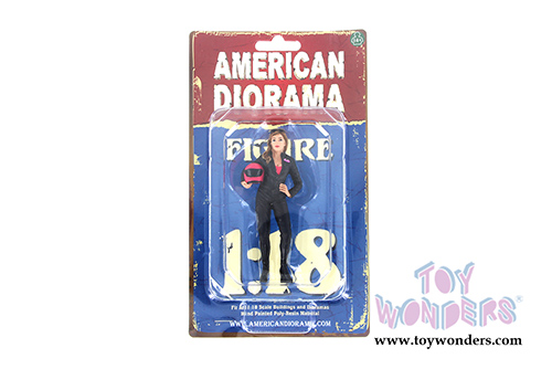 American Diorama Figurine - Team Pink Female Biker (1/18 scale, Black w/Pink) 77438