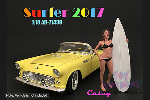 American Diorama Figurine - Surfer 2017 Casey Figure w/ Surfboard (1/18 scale, Black) 77439