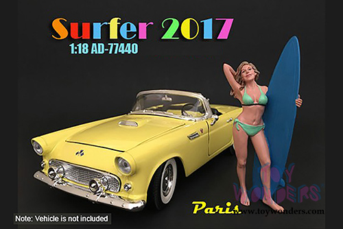 American Diorama Figurine - Surfer 2017 Paris Figure w/ Surfboard (1/18 scale, Green) 77440