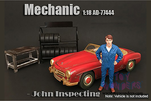 American Diorama Figurine - Mechanic John Inspecting (1/18 scale, Blue) 77444