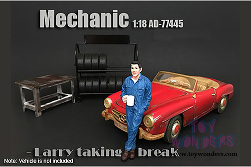 American Diorama Figurine - Mechanic Larry Taking Break (1/18 scale, Blue) 77445