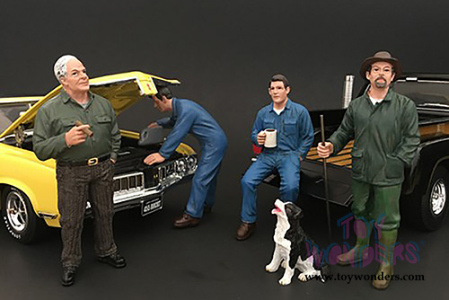 American Diorama Figurine - Mechanic | Doug Filling Engine Oil (1/18 scale, Blue) 77449 