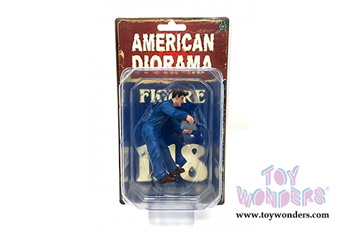 American Diorama Figurine - Mechanic | Doug Filling Engine Oil (1/18 scale, Blue) 77449 