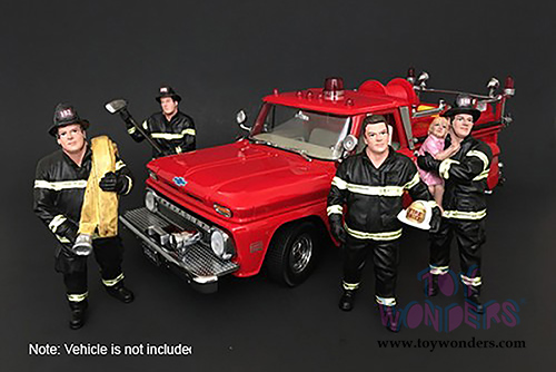 American Diorama Figurine - Firefighter | Holding Axe (1/18 scale, Black/Yellow) 77461