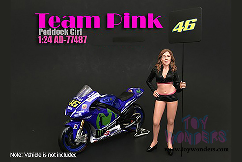 American Diorama Figurine - Team Pink Paddock Girl (1/24 scale, Black w/Pink) 77487