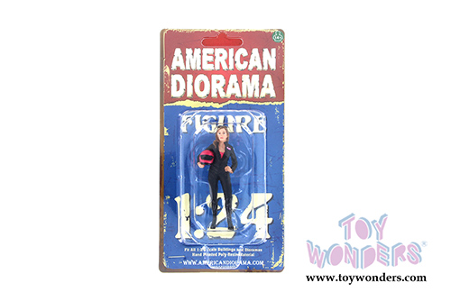 American Diorama Figurine - Team Pink Female Biker (1/24 scale, Black w/Pink) 77488